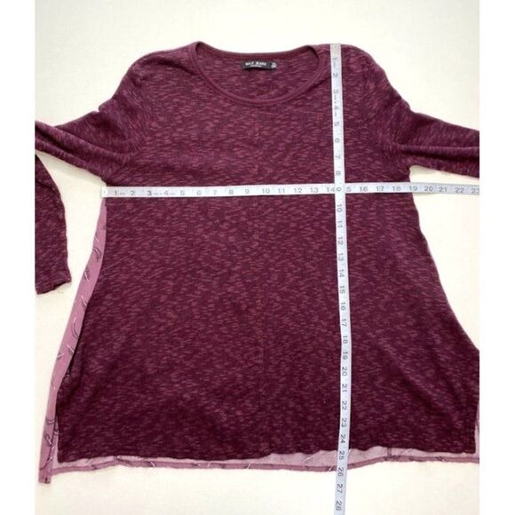 MAX JEANS Purple Mixed Media Marled Knit‎ & Feather Back Top XS - Picture 4 of 6